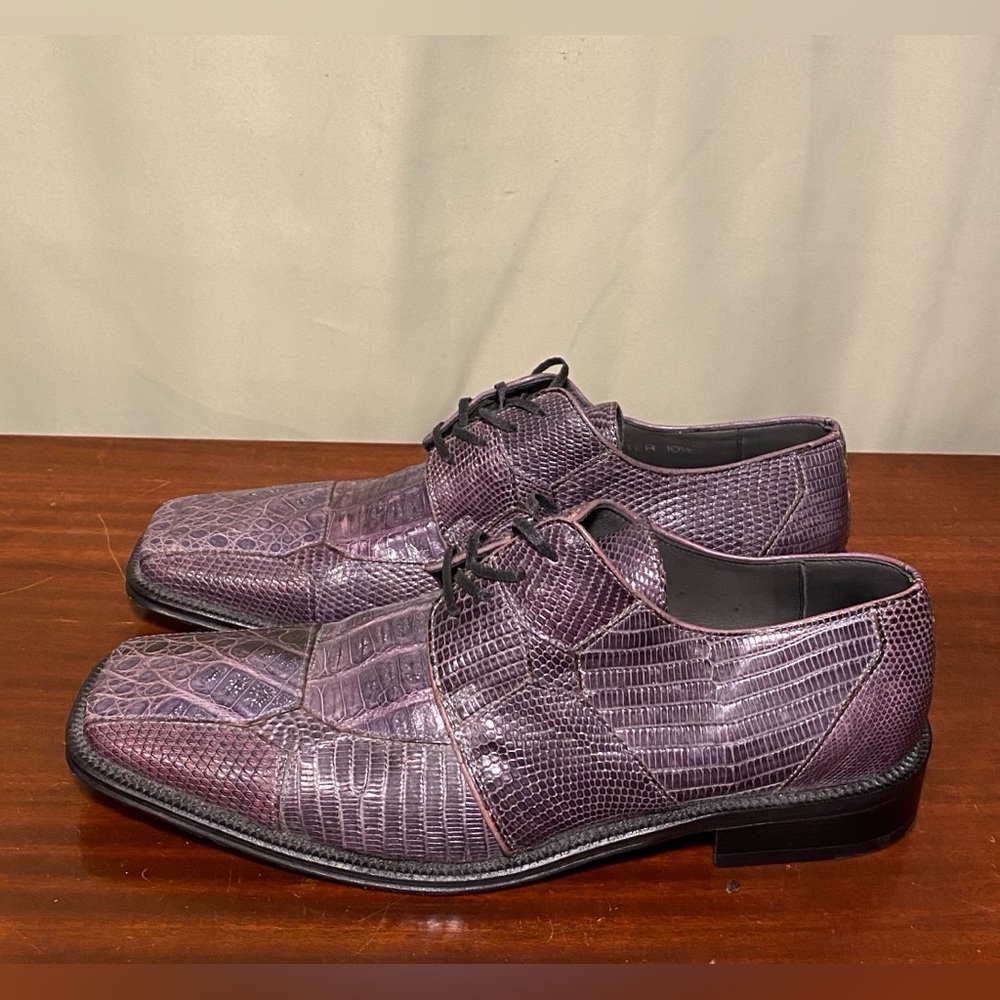 David Eden Genuine Crocodile Squared Toe Mens dress shoes Purple  10.5